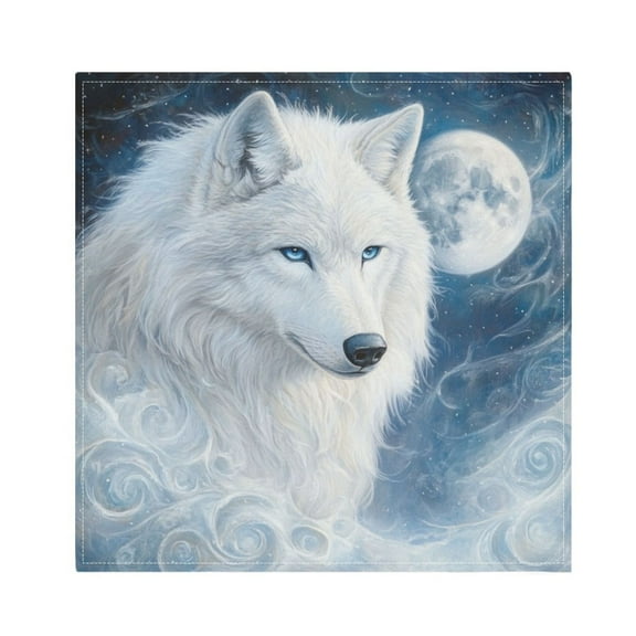 Qxltty Cool White Wolf Napkins 20×20in Perfect for Parties Dinners Weddings Cocktail Housewarming Cloth Napkins Set of 6