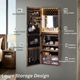 LED Wall Mounted Mirrored Jewelry Armoire, Mirror with Jewelry Storage