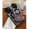 thumbnail image 4 of Gradient Glitter Magnifying Glass Plated case with CD Pattern, Comes with Lens Film, Full wrap Protection for iPhone 15 14 13 12 11 Pro Max Plus case (Dark Purple,iPhone 15 Pro Max), 4 of 8