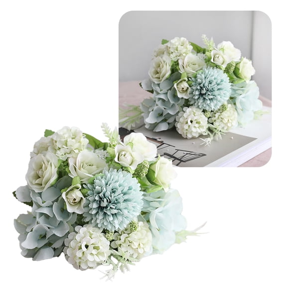 Artificial Peony & Hydrangea Bouquet - Silk Wildflowers with Stems,Wedding, Home & Centerpiece Decor,Realistic Blooms, Vibrant Colors, Long-Lasting Floral Arrangements(Green)