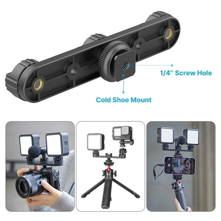 Image of PT-23 Triple Cold Shoe Bracket Mount Holder with 1/4 Screw Hole for Camera Monitor Mount Smartphone Vlog Bracket