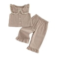 thumbnail image 4 of Amidoa Girls Summer 2 Piece Outfits Cute Cute Tank Top and Elastic Waist Pants Kids Clothing Set Khaki Size Khaki Size 18-24 Months, 4 of 5