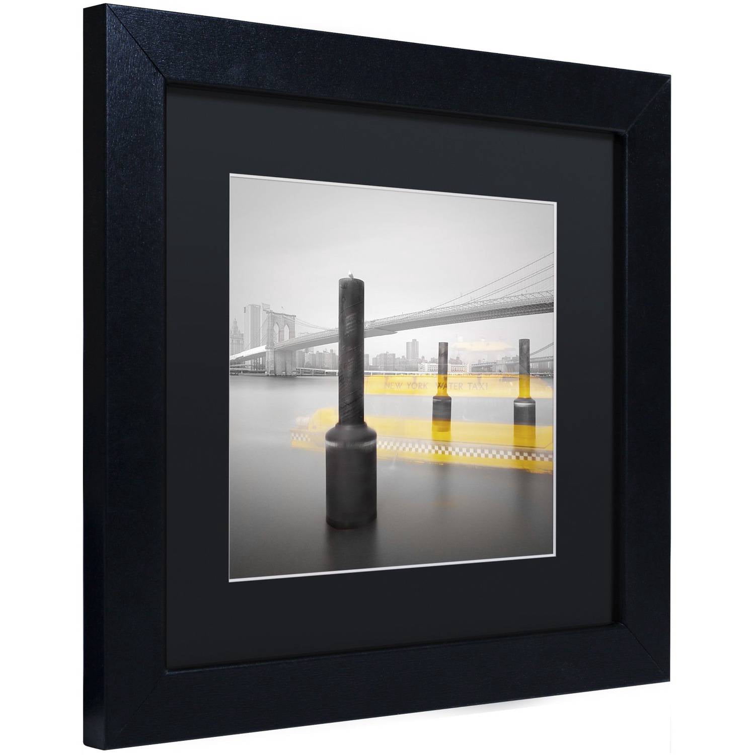 Trademark Fine Art "New York Water Taxi" Canvas Art by Moises Levy Black Matte, Black Frame