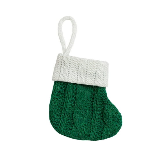 EWSFHUI Mini Christmas Stockings, 4.3 x 3.9 Inches Knitted Rustic Christmas Stockings Tiny Xmas Stockings Christmas Tree Ornaments for Party Holiday Family Home Decor(Green)