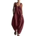 thumbnail image 2 of ClodeEU Women's Sleeveless Jumpsuit with Pockets,Casual Loose Fit Wide Leg Jumpsuit for Summer Wine,Women's Plus S, 2 of 8