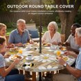 thumbnail image 3 of Round Outdoor Tablecloth with Umbrella Hole and Zipper, White Daisy Farmhouse Tablecloth with Elastic Waterproof, Garden Floral Honeybees Wooden Patio Table Covers for 31" - 35" Picnic Pool Tables, 3 of 9