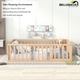 thumbnail image 2 of Bellemave Full Size Floor Bed with Fence and Door, Wood Montessori Bed Frame for Floor Bed Frame, Slats Not Included  (Full,Natural), 2 of 13