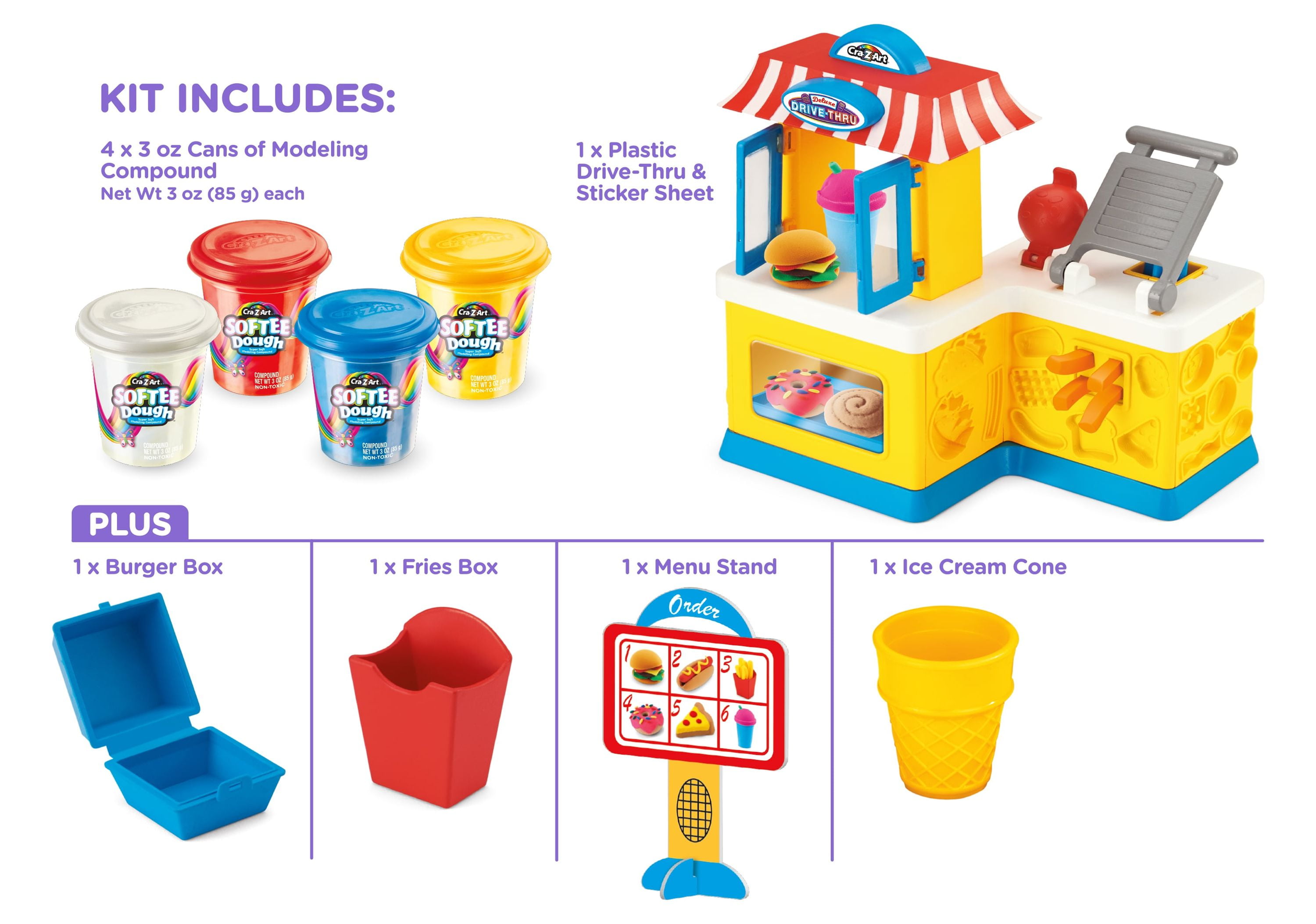 Cra-Z-Art Softee Dough Drive-Thru Set for Indoor Playground Fun