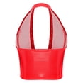 thumbnail image 4 of TSSOE Womens Glossy Leather Crop Tops Deep V Neck Punk Rivets Front Zip Tank Top Bodycon Vest Red M, 4 of 5