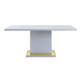 thumbnail image 2 of ACME Gaines Wood Pedestal Rectangular Dining Table in Gray High Gloss, 2 of 4