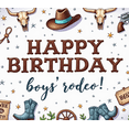 thumbnail image 4 of Western Theme Happy Birthday Banner Cowboy Design Boys Birthday Rodeo Backdrop for Kids Party Celebration Event, 4 of 4