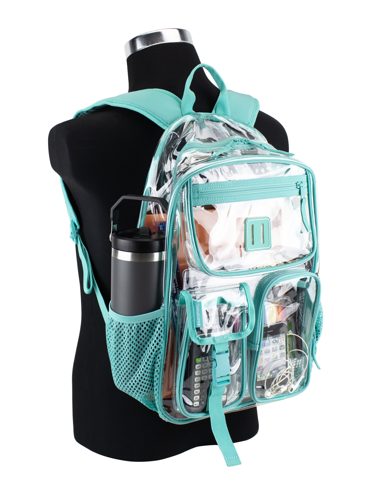 Eastsport Unisex Pro Cargo Clear 17" Backpack, Pool Blue