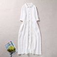 thumbnail image 2 of CHOK Robes Printemps Été pour Femmes 2024 Manches Longues Coton Lin Robe Longue Décontractée Confortable Ceinture Fluide, 2 of 6