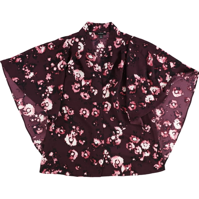 Alfani Womens Pleated Cape Sleeve Shell Blouse, dkpurple, XS
