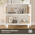 thumbnail image 6 of Farini Tall 5 Tier Bookcase, Storage Shelf with Rattan Doors for Living Room, Office, Library, White, 6 of 8