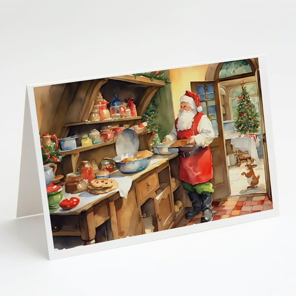 Cookies with Santa Claus Greeting Cards Pack of 8 7 in x 5 in