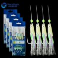 thumbnail image 1 of 5 Hooks Sabiki Rigs Saltwater Fishing Lures Bait Rigs Real Fish Skin String Hook Mackerel Glow in The Dark Flash Sabiki Rigs 1 bag SIZE 3, 1 of 6