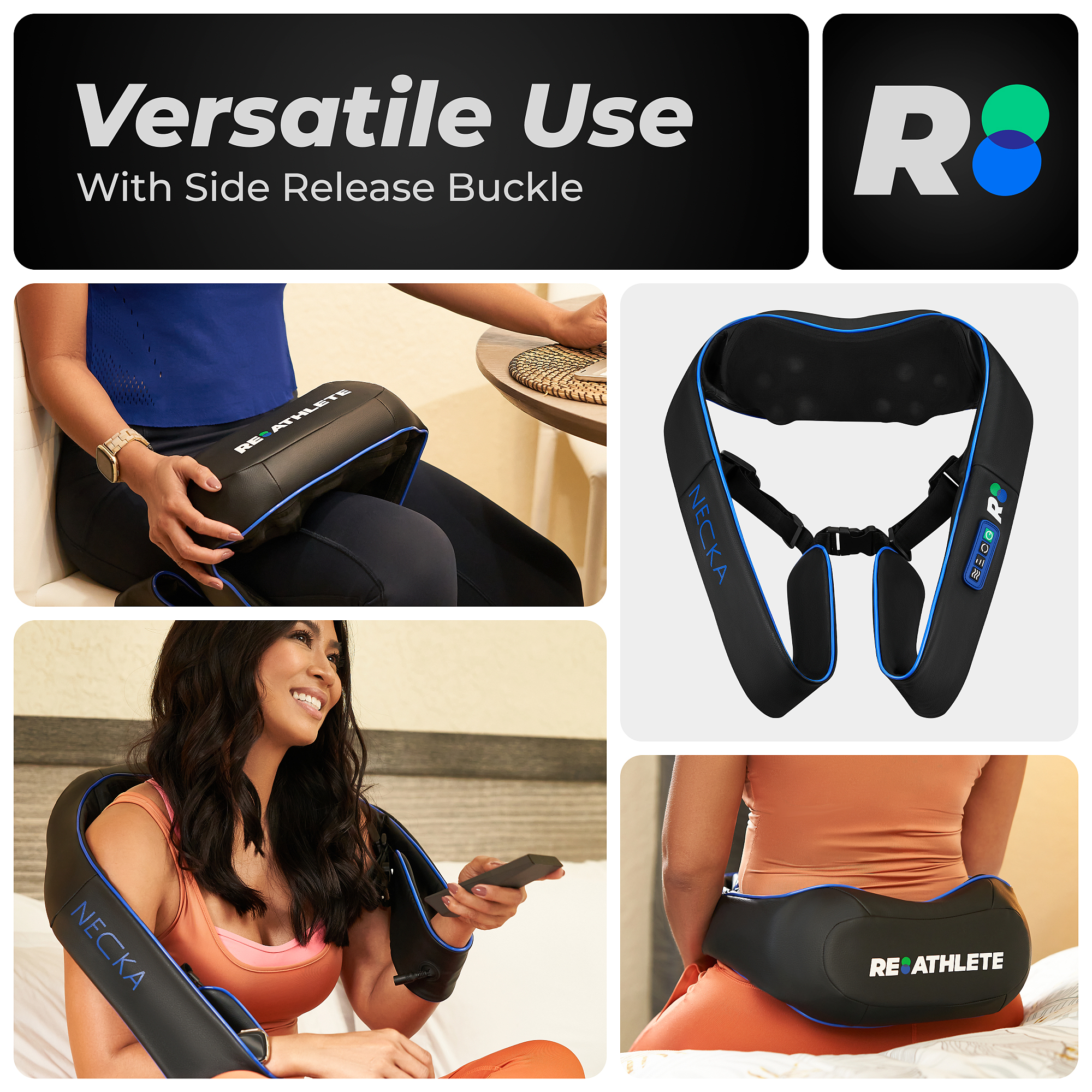 REATHLETE NECKA Electric Shiatsu Back and Neck Massager with Heat for Pain Relief