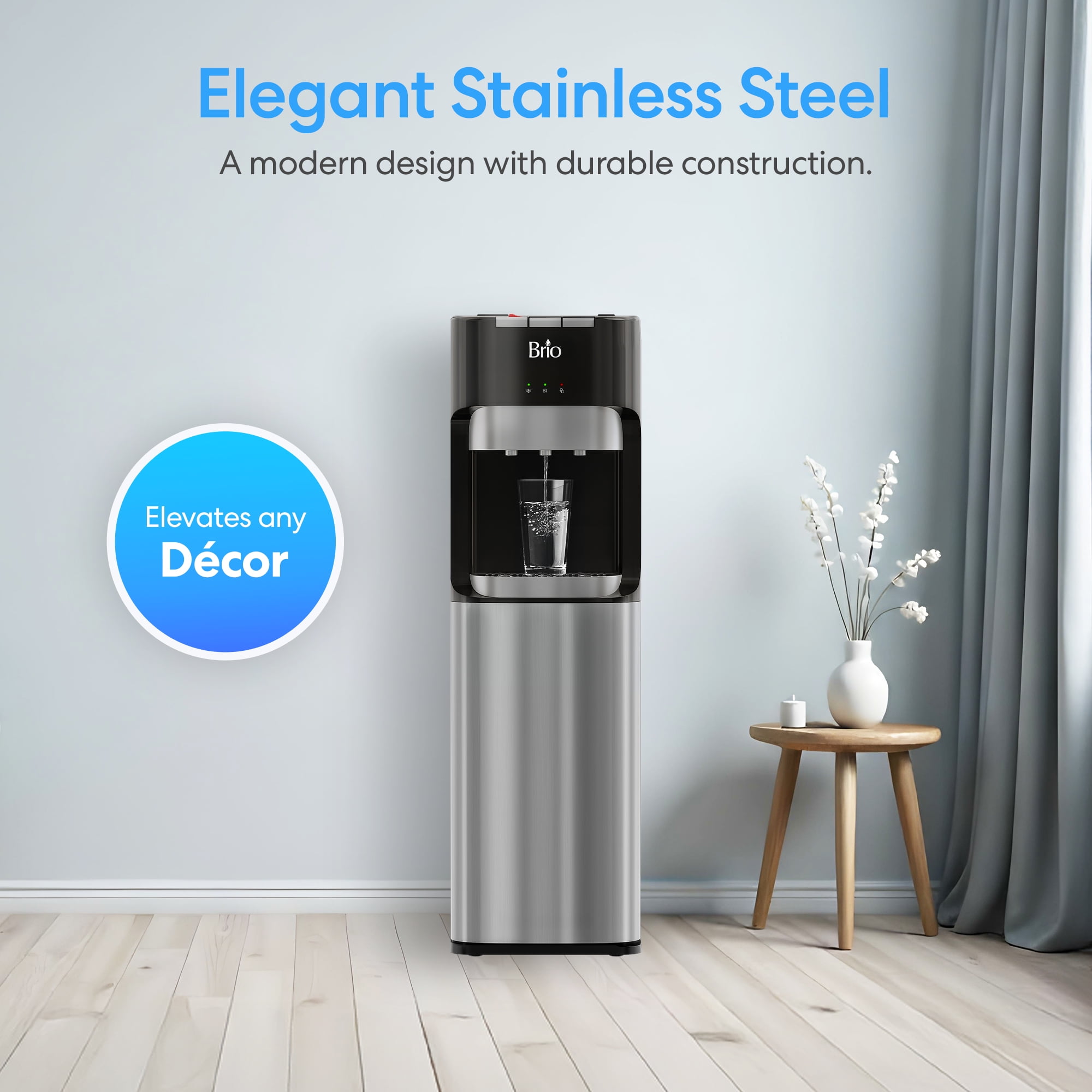 Brio Bottom Load Water Cooler Dispenser with Hot, Cold and Room Temperature Water, Height 41.4"