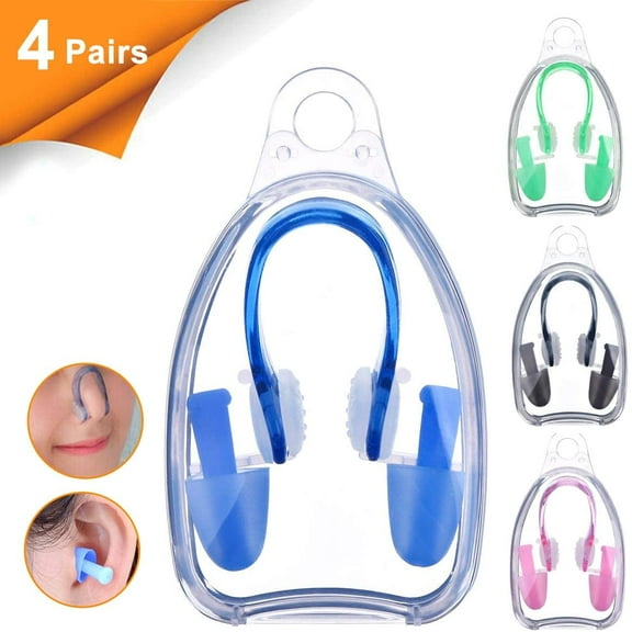 GIXUSIL Silicone Nose Clips Waterproof Swimming Nose Plugs Earplugs for Adults Kids, Ear Nose Protector，Multicolor