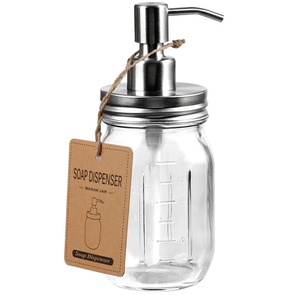 Mason Jar Soap Dispensers - Rustproof Stainless Steel Lid &Pump, Refillable Wash