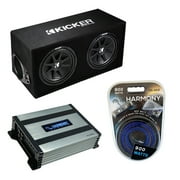 Kicker 12" Car Subwoofers with Harmony HA-A400.1 Amplifier Amp Kit, Black