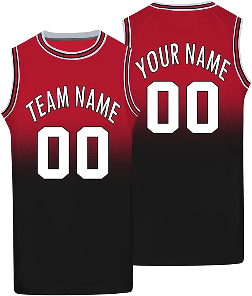 Custom Navy Red-White Gradient Fashion Tops Basketball Jersey