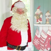 Men's Santa Claus Costume 11PCS. Christmas Velvet Adult Deluxe Santa Suit -M