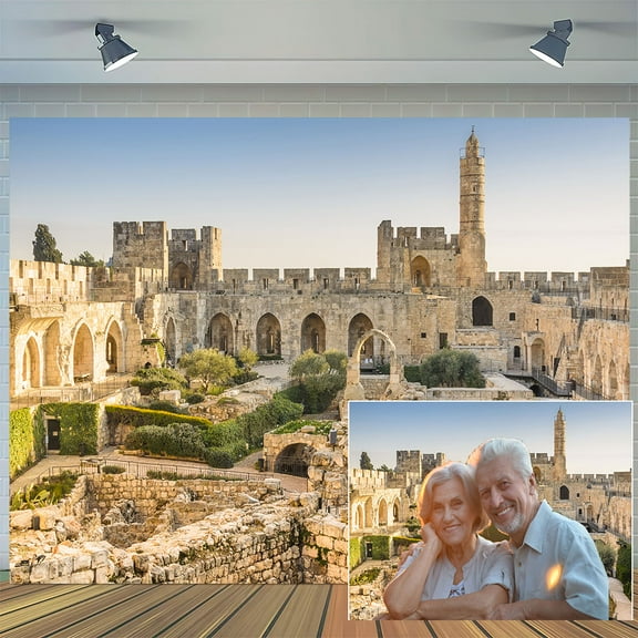 4 x 4 ft The Old City Jerusalem Backdrop Israel Tower of David Ancient Ruins Historical Sites Background Interior Decoration Travel Kids Adults Portrait Backdrops Banner Photo Studio Props