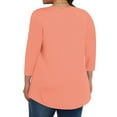 thumbnail image 4 of Sevevn Women Casual And Linen Round-Neck Top Printed Short Sleeve Button T-shirt Blouse Orange XXXL Holiday Gift Finder, 4 of 6