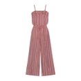 thumbnail image 4 of Womens Two Piece Outfit Spaghetti Strap Tube Top High Waist Belted Wide Leg Pants with Pockets Solid Color Vacation Set Wine XL(XL), 4 of 7
