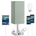 thumbnail image 1 of Bedside Lamp with USB Port and Outlet, 3-Way Dimmable Touch Lamp with USB Charging Port for Bedroom, Small Green Table Lamp with Charger for Nightstand Living Room Office Desk (LED Bulb Included), 1 of 5