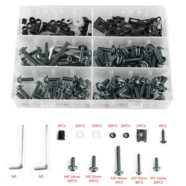 177PCS Motorcycle Sportbike Windscreen Fairing Bolts Kit Titanium Fastener Screws