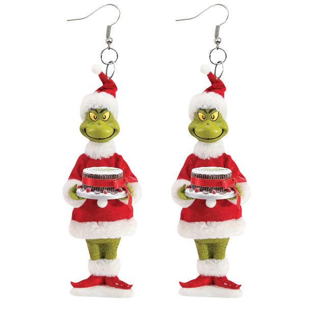 Grinch Earrings Christmas Grinch Ornaments 1 Pair Cute Cartoon Earrings Gift For Women Girl Birthday/Valentine's Day/Anniversary