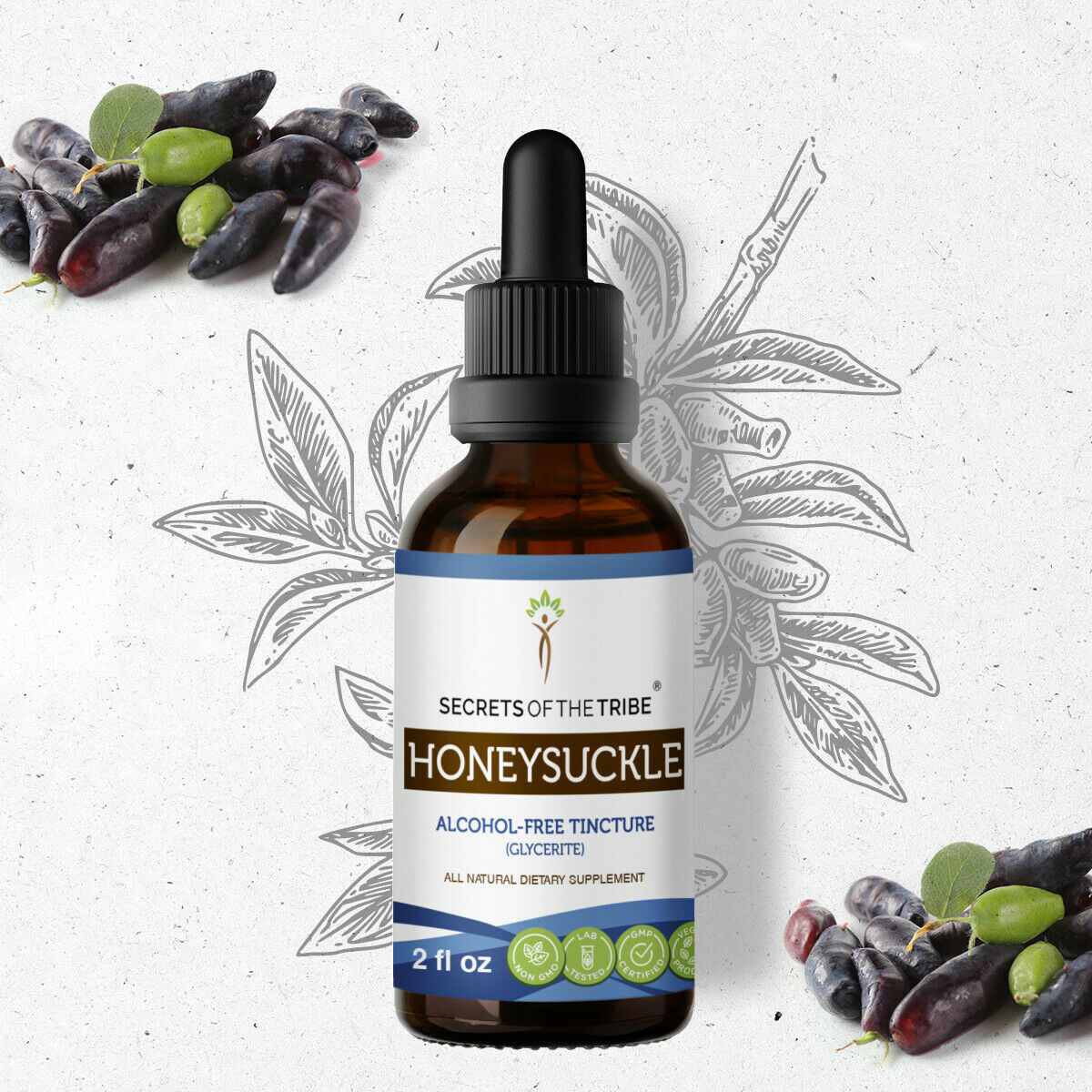 Honeysuckle Tincture AlcoholFREE Extract, Organic Honeysuckle