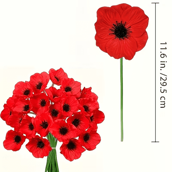 Artificial Red Poppy Flowers - Perfect for Wedding Bouquets and Floral Arrangements Ideal Valentine's Day and  Decorations