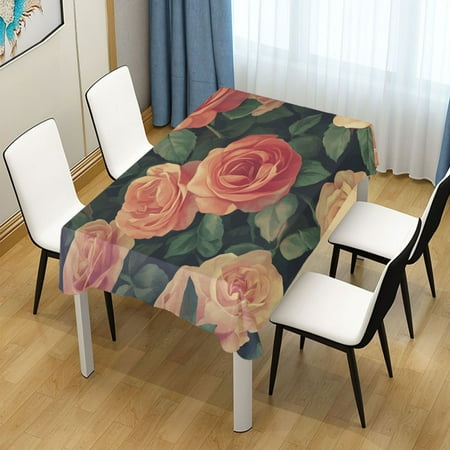 

60x60 Inch Tablecloth Polyester Square Tablecloth for Home Kitchen Dinner Decor Rose
