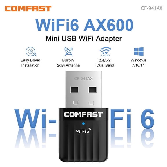 Mini Wifi 6 Adaptador USB AX600 Wi Fi Adapter 802.11ax Driver Free 5ghz 2.4ghz Wireless Dongle for PC Laptop Win 7/10/11