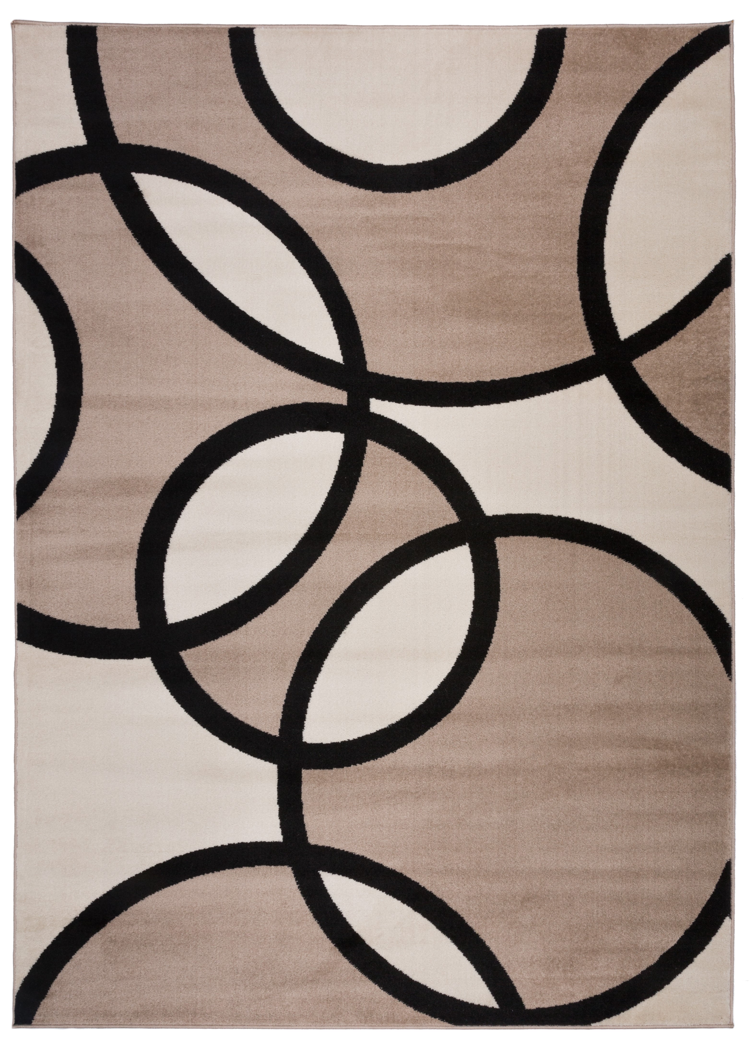 Contemporary Abstract Circles Area Rug 9' x 12' Beige