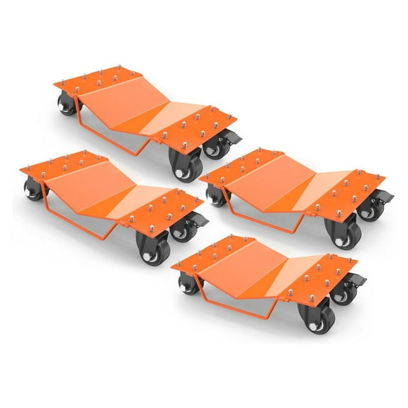 Telyswee 4 Pack Car Dollies with Tow Hooks, 8000LBS Capacity Car Dolly with Thickened Handles & Sidebar, Car Wheel Dolly with Security Lock, Car Dolly Set for Moving Cars, Trucks & Vehicles