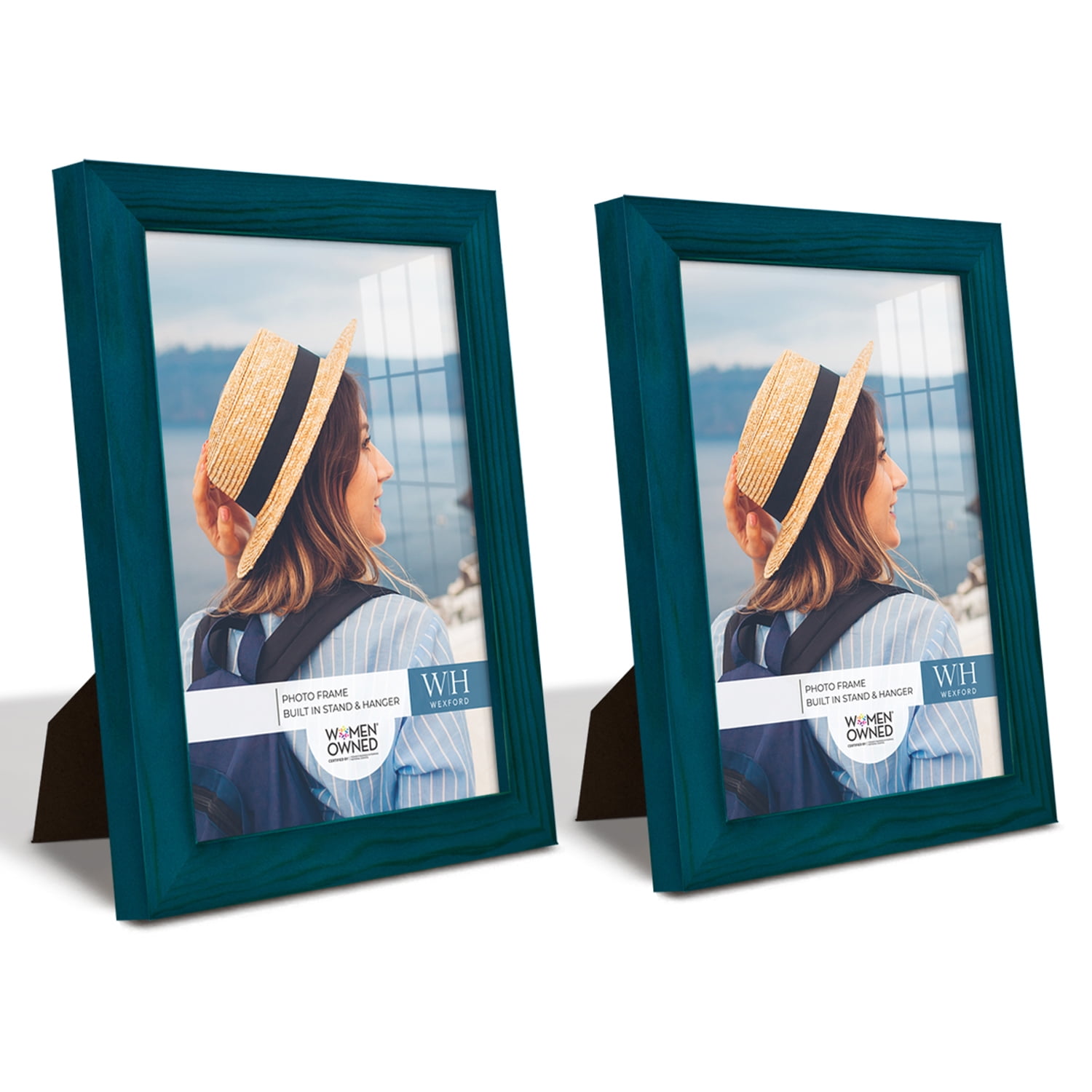 Woodgrain 6 in. x 8 in. Ocean Blue Picture Frame (Set of 2)