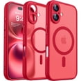 thumbnail image 1 of Magnetic Case for iPhone 16 Pro Max with Full Camera Protection [Compatible with Magsafe] [Translucent Matte] Protective Phone Case, Hot Pink,Red, 1 of 5
