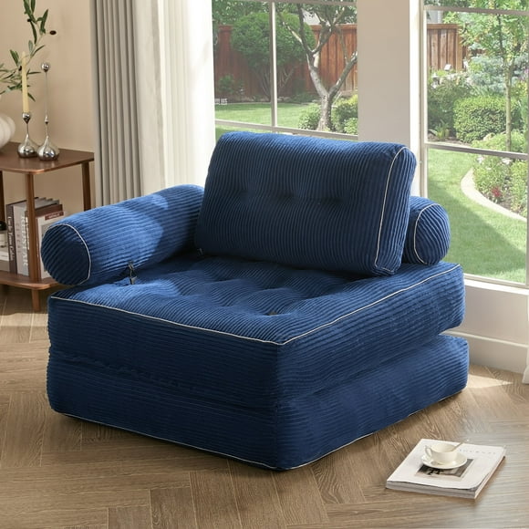 BIGSYY Canapé-lit Convertible avec Accoudoirs et Oreiller, Confortable pour le Salon et la Chambre, Convient aux Adultes, Bleu