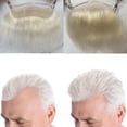 thumbnail image 1 of Voloria Hombres Frente Hairline Toupee HD Invisible Lace Hairline Lace Front Skin PU Back Man Hairpieces Frontal Hair Topper para sistemas de reemplazo de retroceso (7.08x1.57INCH 60R Color blanco), 1 of 5