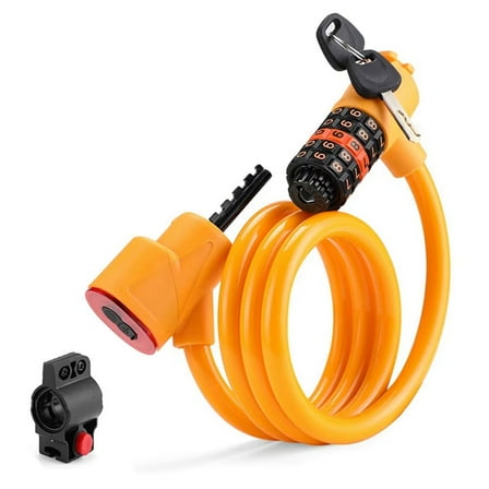 Bicycle Lock with Light 5 Digit Security Password Bike Lock Steel Cable Chain Anti-Theft Lock for Road Bike Yellow