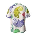 thumbnail image 2 of Fotbe Cute Chameleons print Short Sleeve Button Down Shirts for Men Casual Summer Beach Wrinkle Free Shirt-Small, 2 of 7