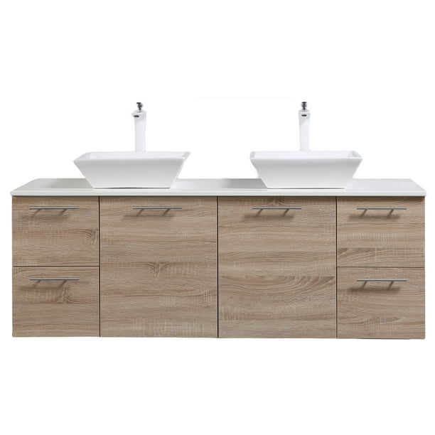 Eviva Luxury 60 Inch White Oak Bathroom, 60 Inch Bathroom Vanity Single Sink No Top Mountain