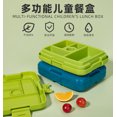 thumbnail image 4 of Student Lunch Box, Silicone Compartment Preservation Bento Box, Square Special Kindergarten Children's Outdoor Picnic Box Blue 5, 4 of 6