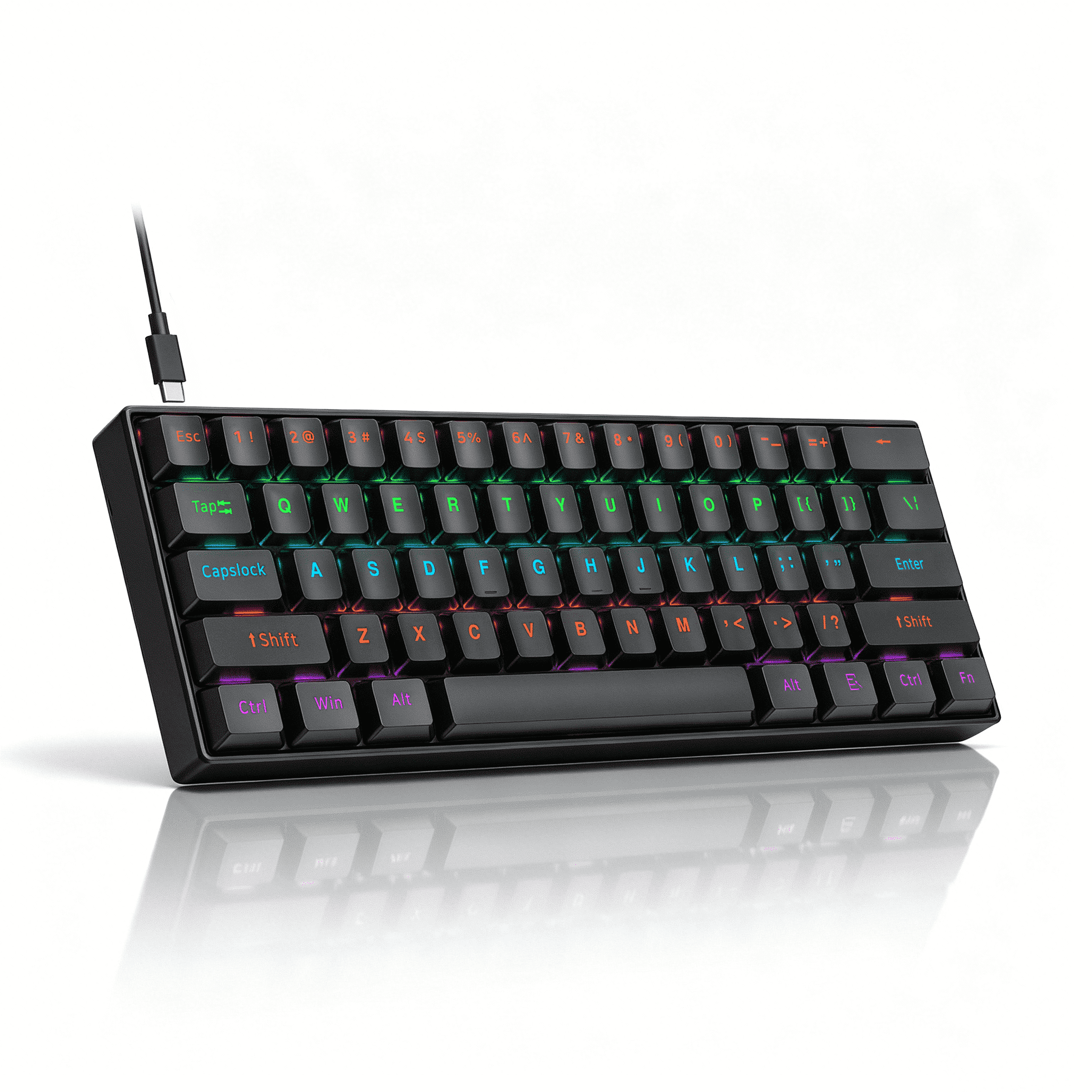 MK25 Wired 68 Keys Mechanical Gaming Keyboard,18 RGB Backlit