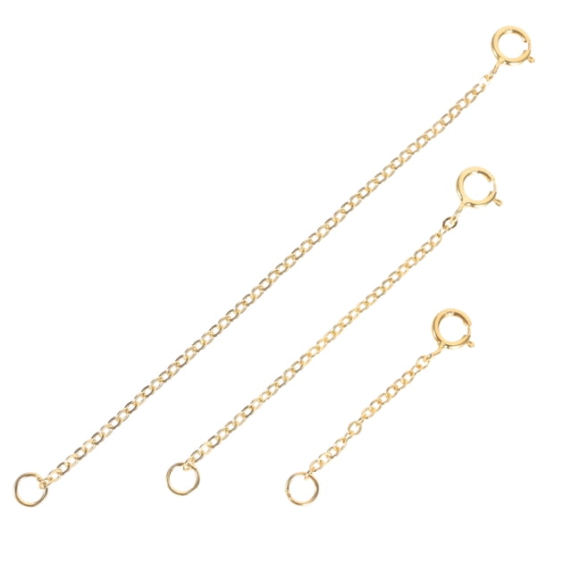 3 unidades de cadena extensora ajustable de plata de ley S925 para manualidades, accesorios para la creación de joyas, collares y pulseras (dorado).